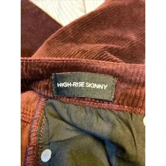 OAT NY Women's High Rise Corduroy Skinny Jeans Burgundy Stretch Streetwear NWT - Picture 6 of 10